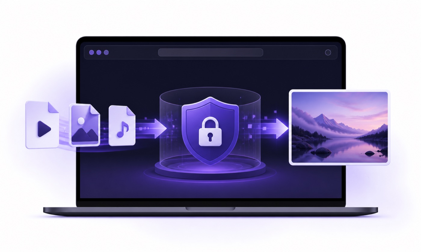 Files processed within a private browser workspace